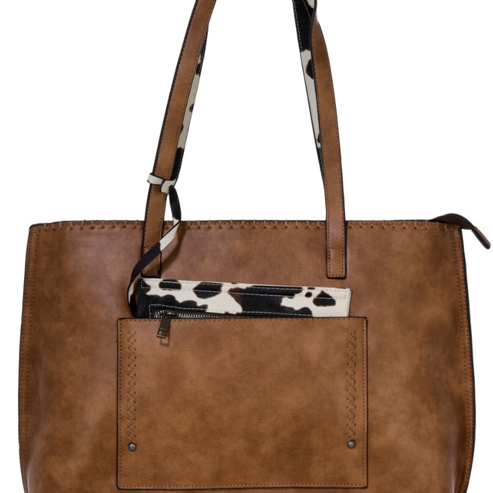 DSG Brown Tote with Animal Print Detail